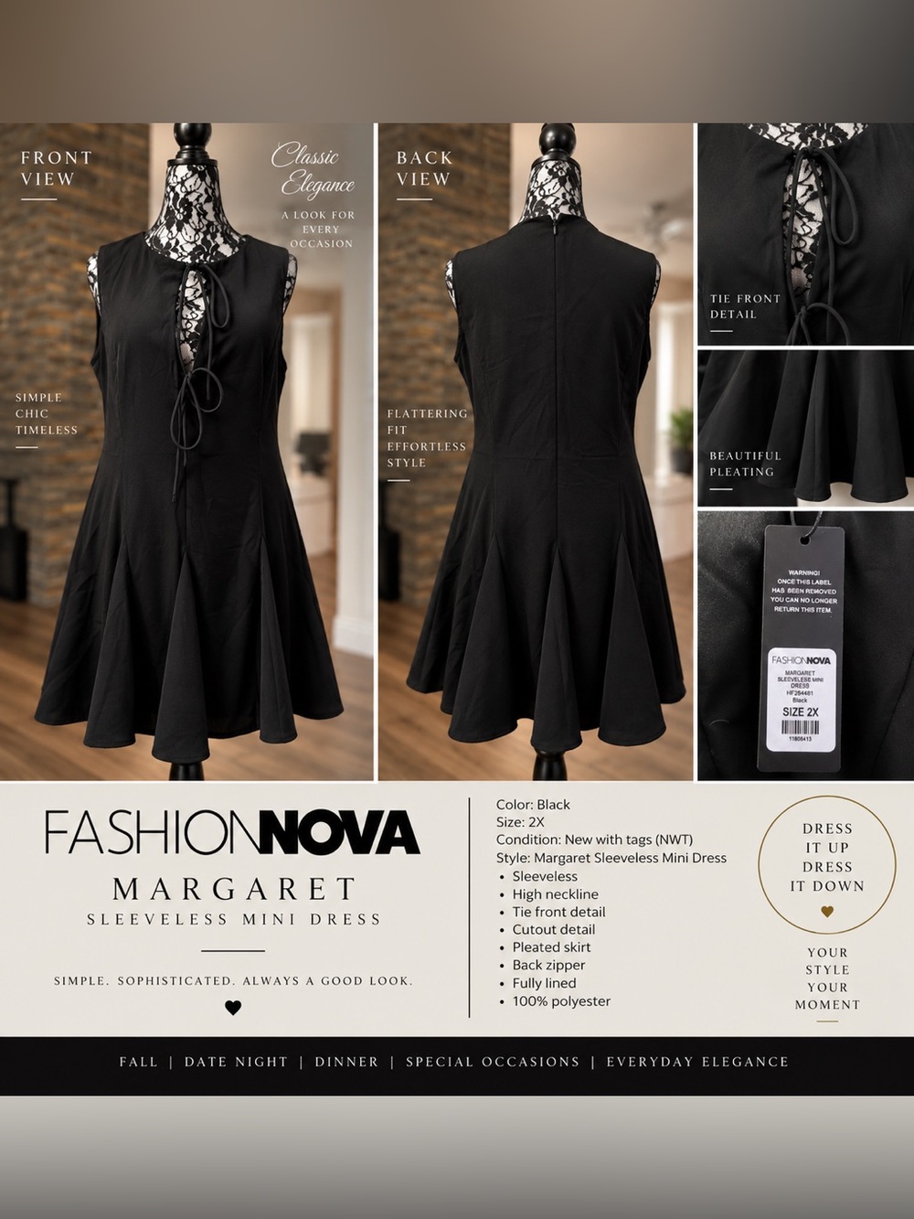 Fashion Nova Margaret Sleeveless Mini Dress - Black